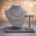 Rani Pink American Diamond Necklace Set with Earrings