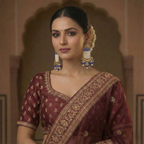Royal Blue Kundan Jhumka–Chandbali Fusion Drop Earrings