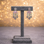 Pink Stone & American Diamond Statement Necklace and Chandelier Earring Set