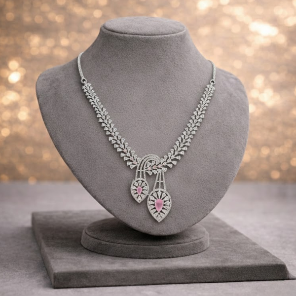 Exquisite Rhodium-Plated Floral Droplet Jewelry Set