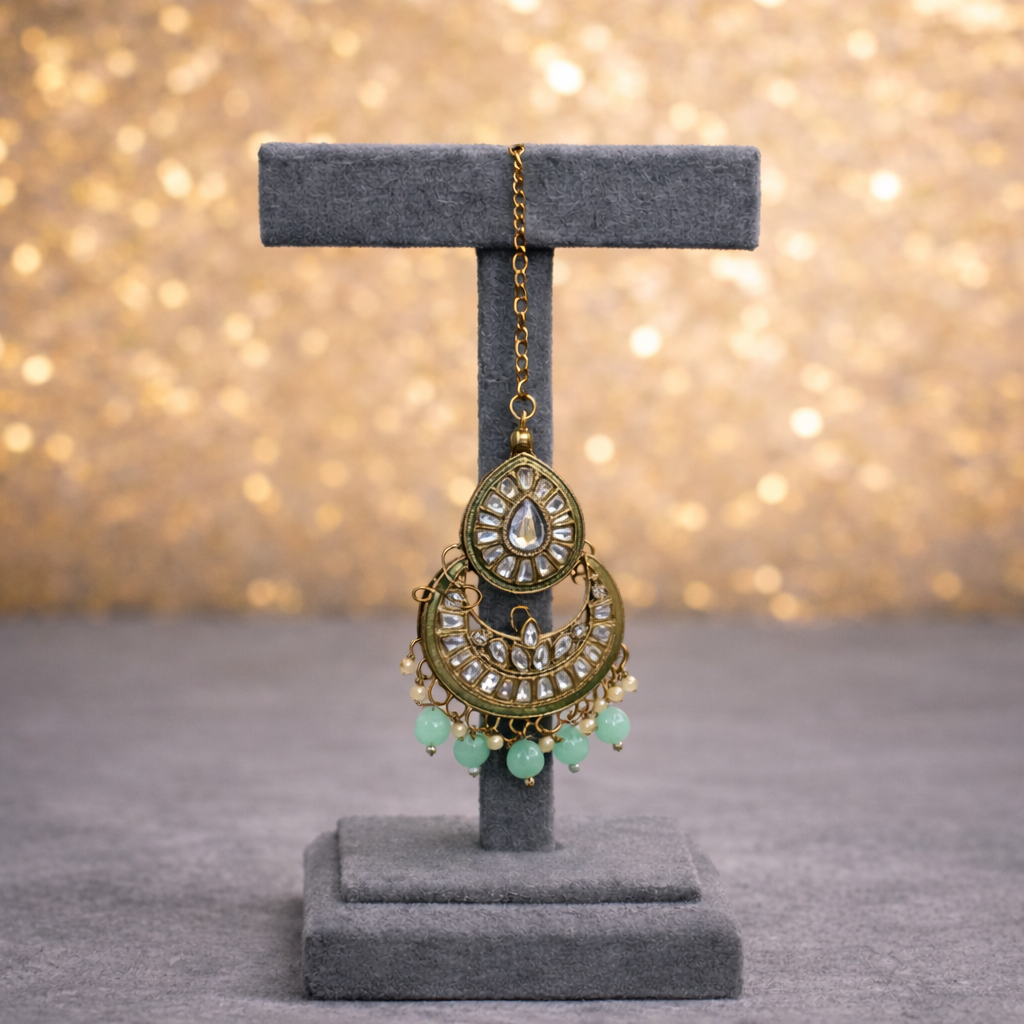 Sage Green Meenakari & Kundan Polki Choker Set with Jhumka Earrings