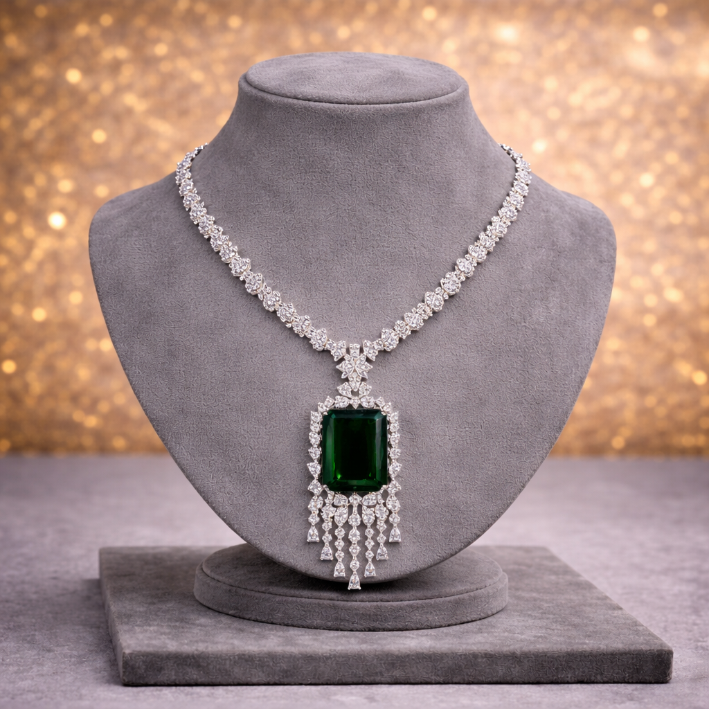 American diamond necklace set with earrings