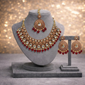 Imperial Maroon Kundan Bridal Jewelry Set