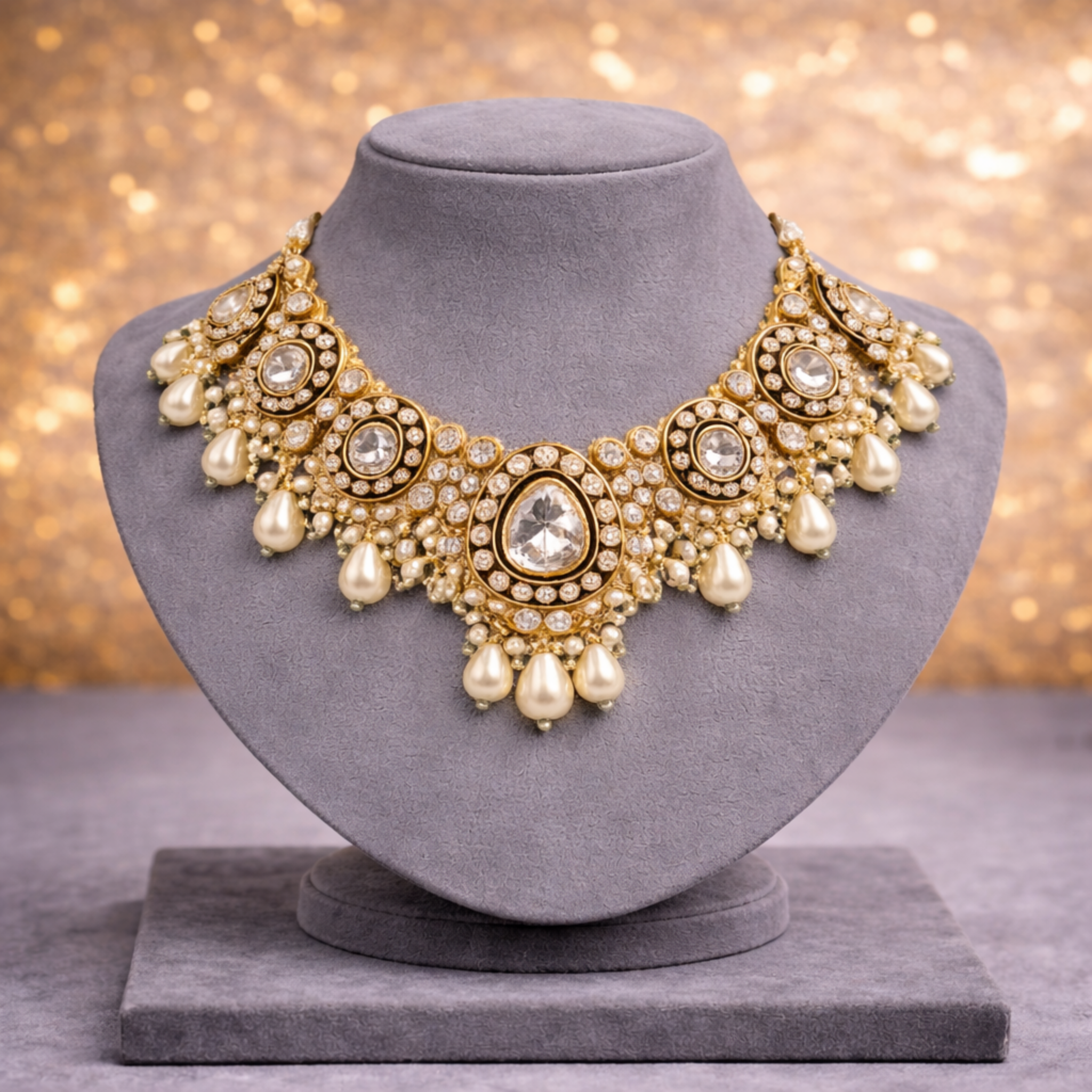 Royal Emerald Meenakari & Kundan Necklace Set