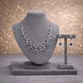 Sapphire Blue Pavé Necklace & Drop Earring Set