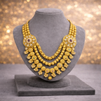 Royal Multi-Layered Kundan Necklace Set with Pearl Ghungroo Detailing
