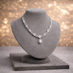 Rhodium Floral CZ Necklace & Drop Earring Set