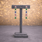 Multicolor Gemstone CZ Geometric Necklace & Earring Set