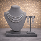 Triple-Layer Baguette Crystal Necklace & Drop Earring Set