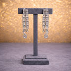 Triple-Layer Baguette Crystal Necklace & Drop Earring Set