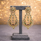 Classic Kundan Chandbali Earrings in Antique Gold Finish