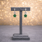 Emerald Blossom Silver Two-Tier Necklace & Drop Earring Set