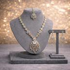 Royal Two-Tone CZ Bridal Jewelry Set with Maang Tikka