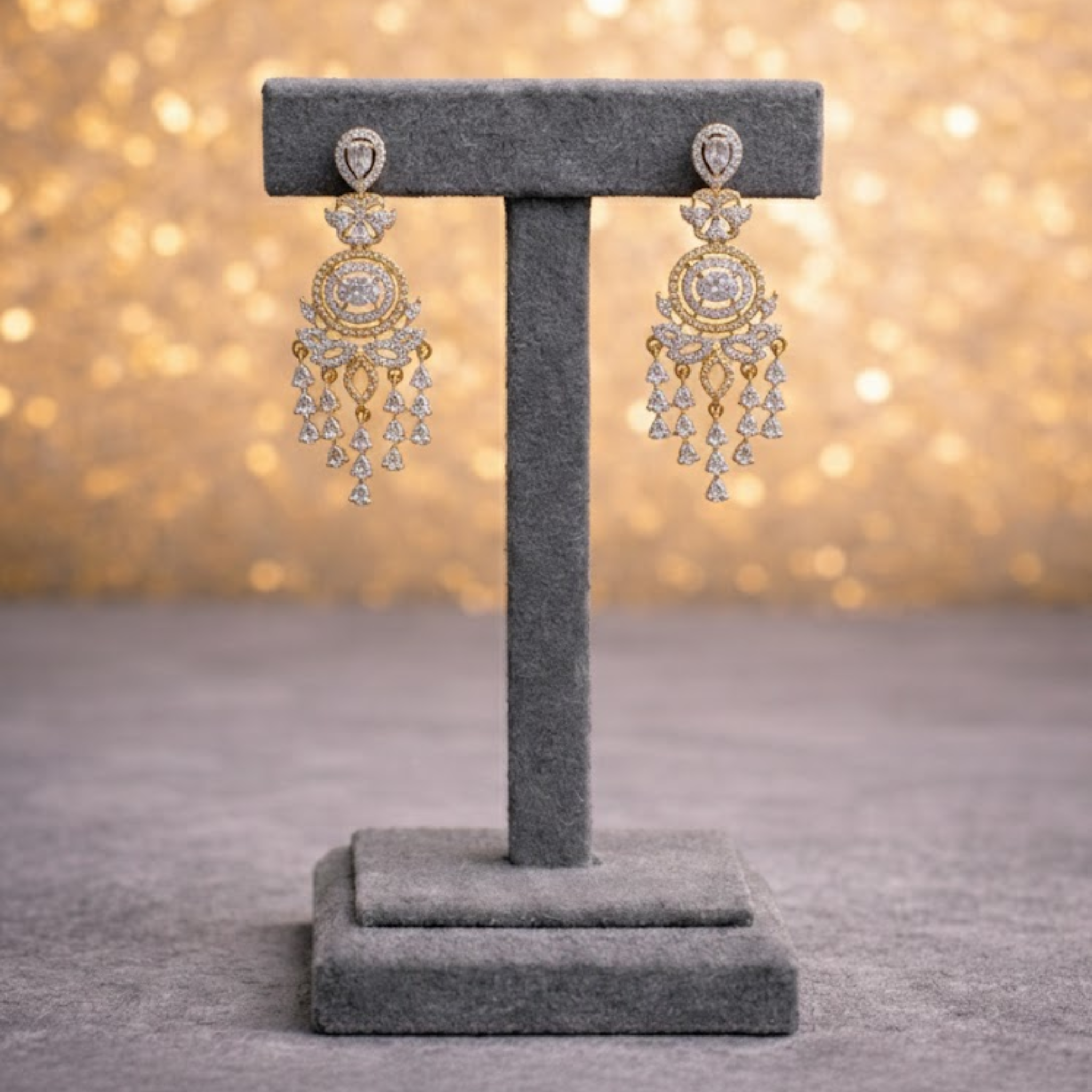 Royal Two-Tone CZ Bridal Jewelry Set with Maang Tikka