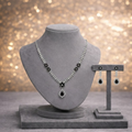 Leaf Motif Crystal Necklace & Earring Set
