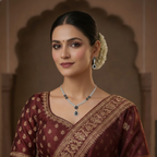 Leaf Motif Crystal Necklace & Earring Set