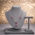 Leaf Motif Crystal Necklace & Earring Set