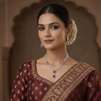 Leaf Motif Crystal Necklace & Earring Set