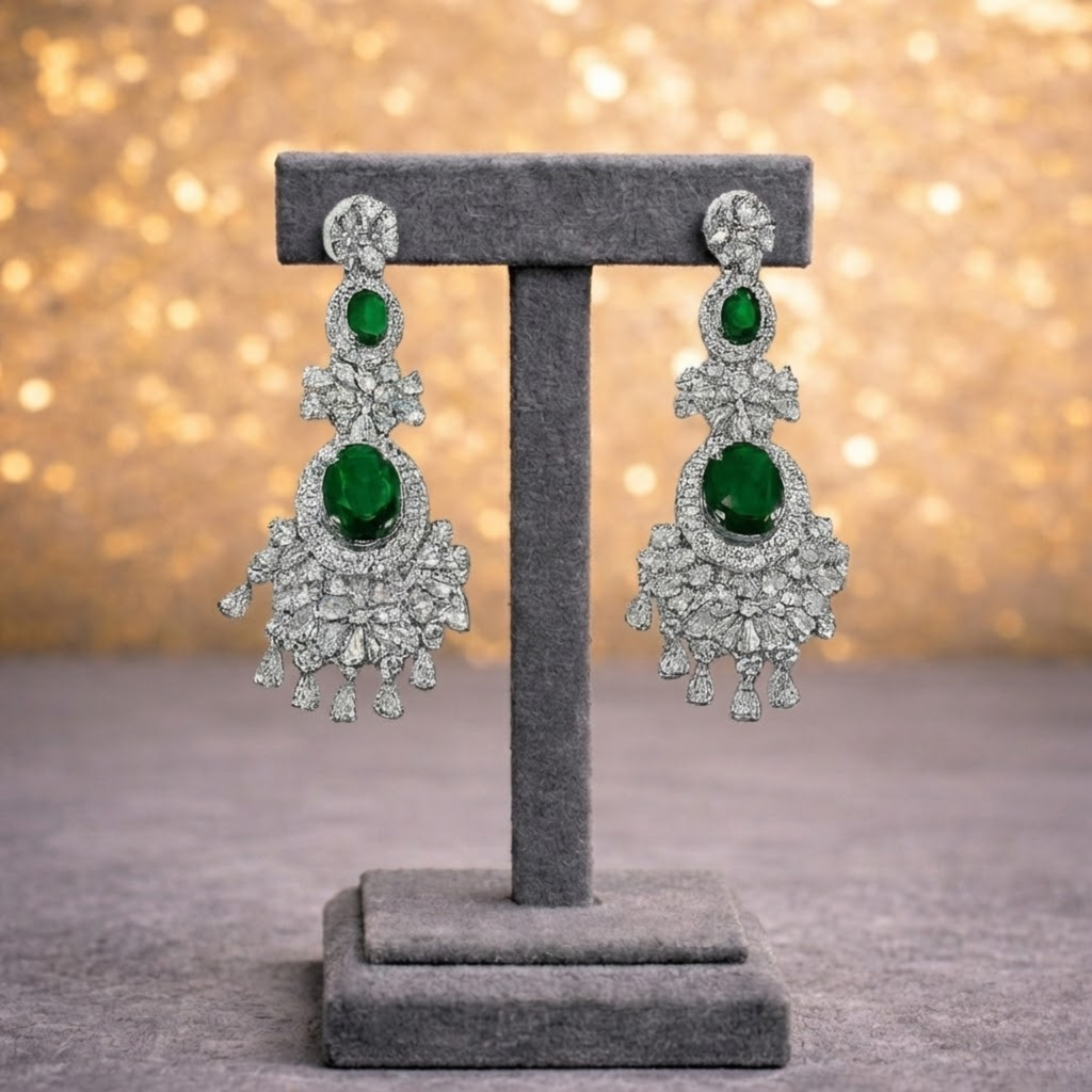 Royal Emerald Cubic Zirconia Multi-Strand Necklace Set