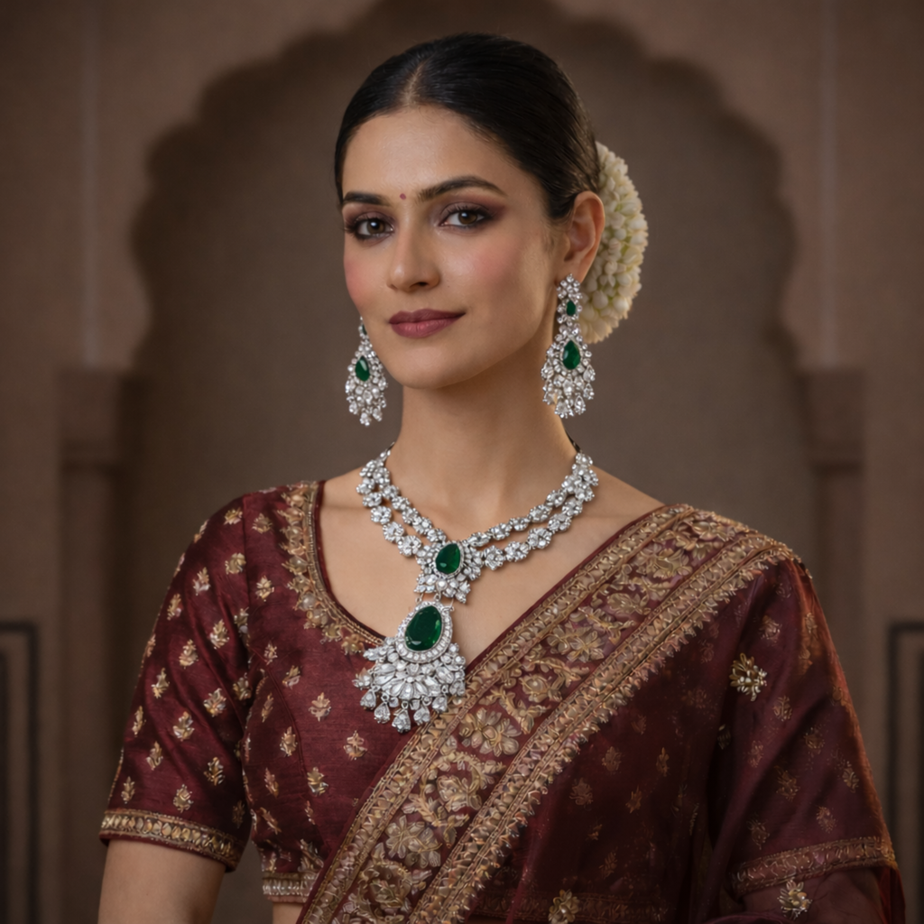 Royal Emerald Cubic Zirconia Multi-Strand Necklace Set