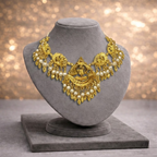Traditional Temple-Inspired Gold-Plated Pearl Choker Set