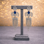 Regal Blue CZ Fusion Jhumka Waterfall Earrings