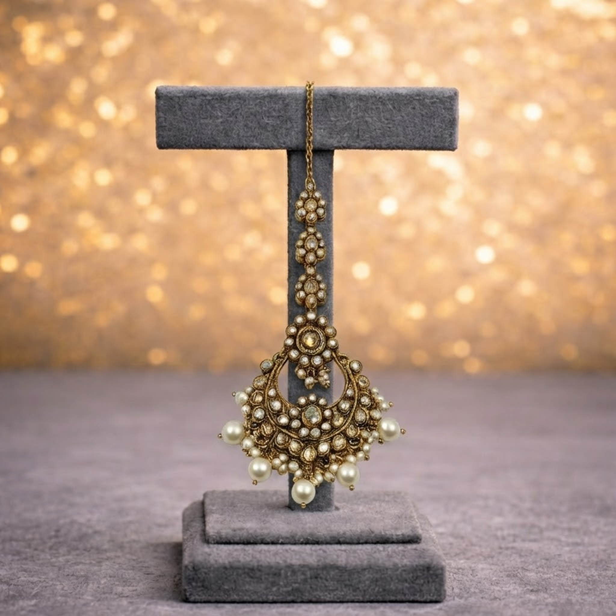 Royal Kundan Polki Bridal Choker Set with Pearl Detailing