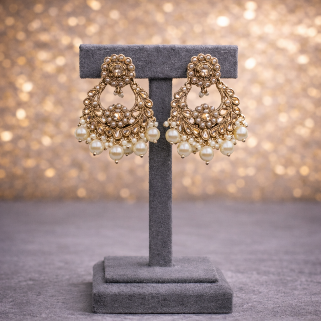 Royal Kundan Polki Bridal Choker Set with Pearl Detailing