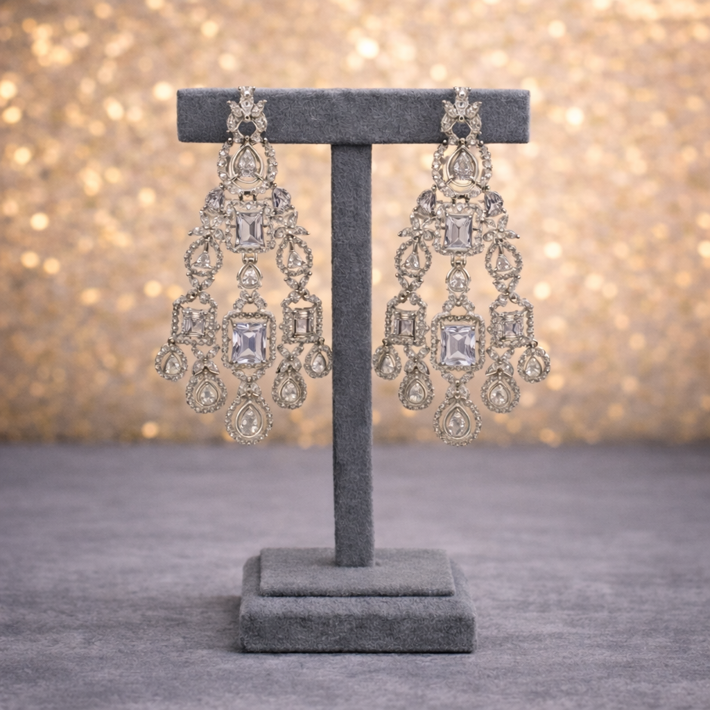 Emerald Radiance Pavé Chandelier Statement Earrings