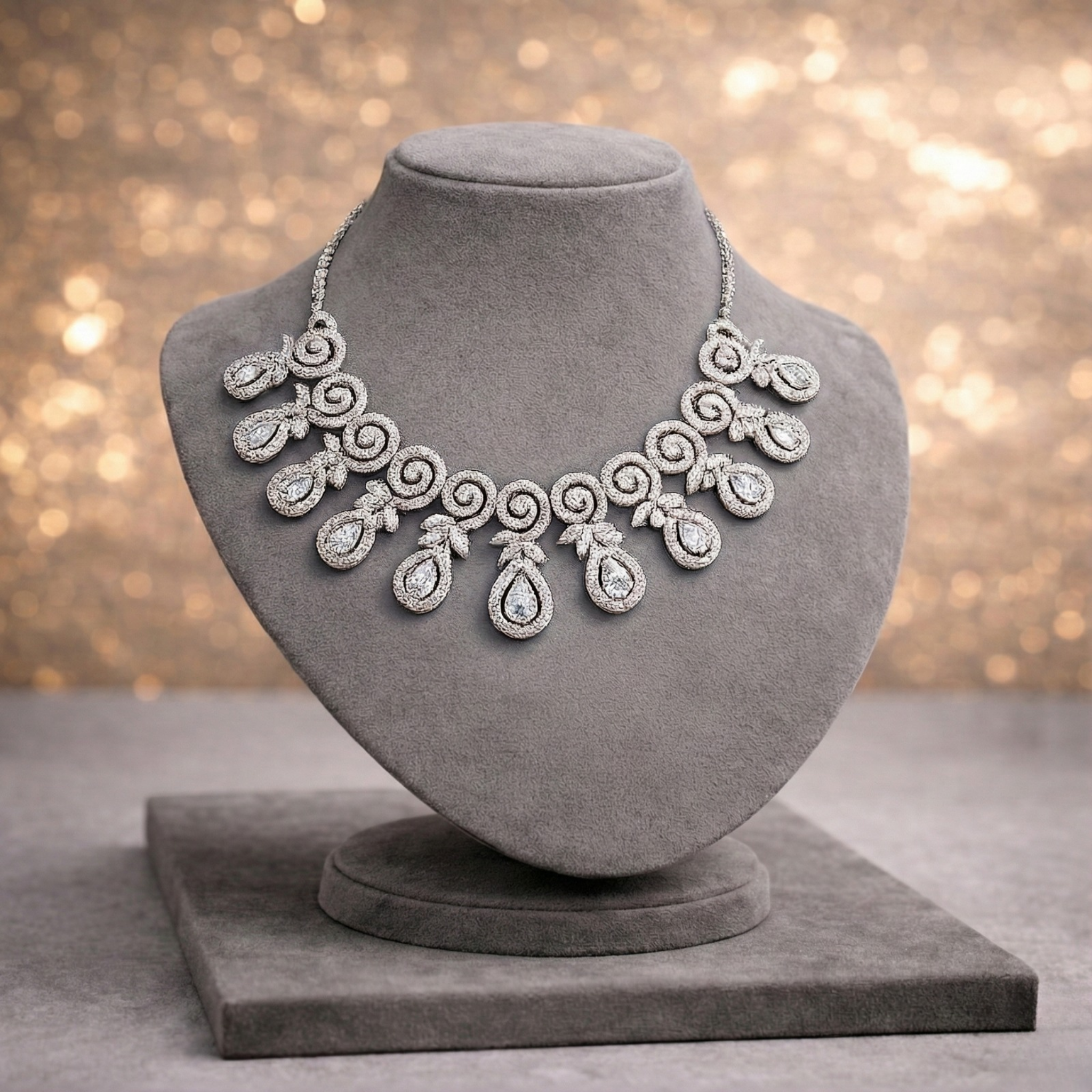 Silver-Tone Swirl & Teardrop Cubic Zirconia Jewelry Set