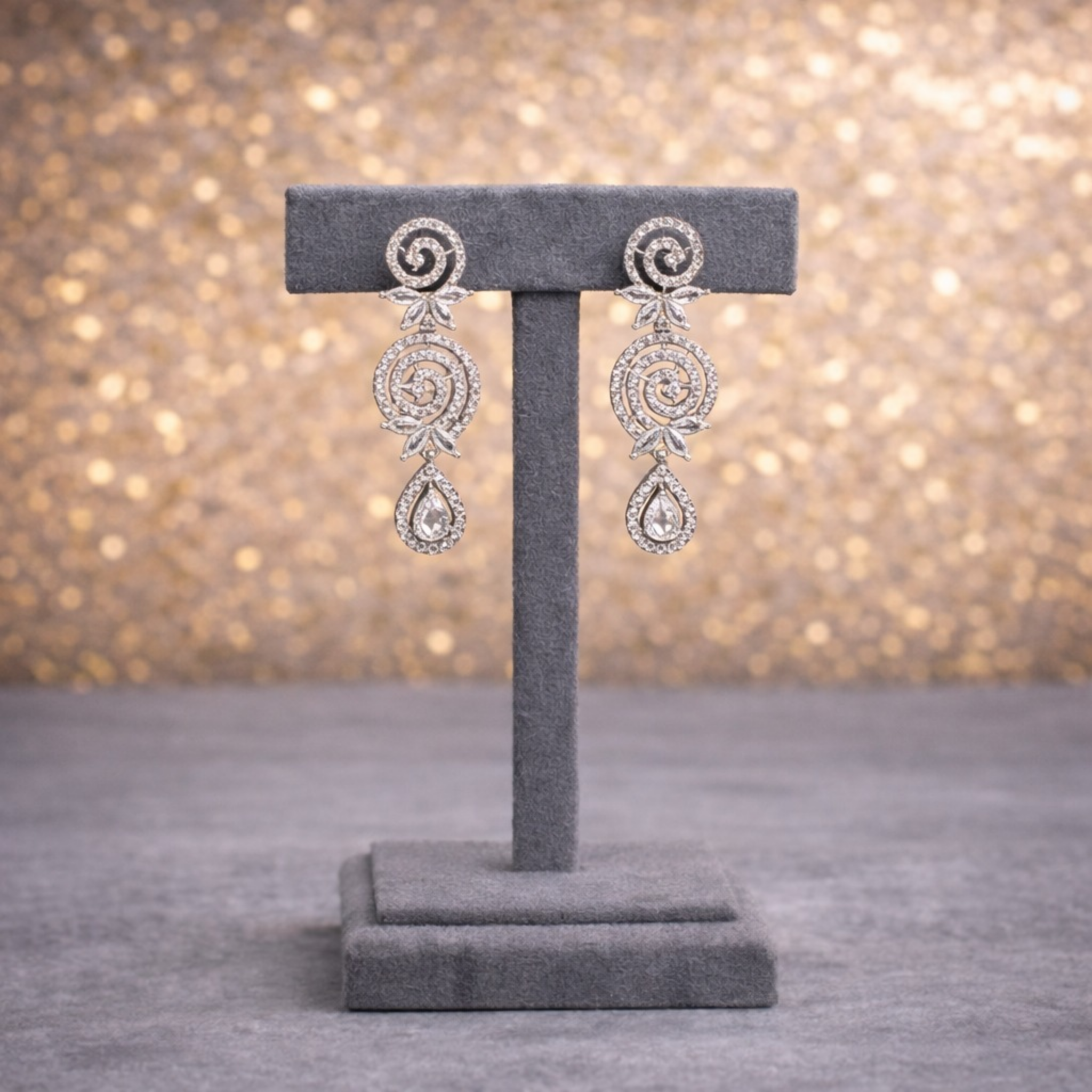 Silver-Tone Swirl & Teardrop Cubic Zirconia Jewelry Set