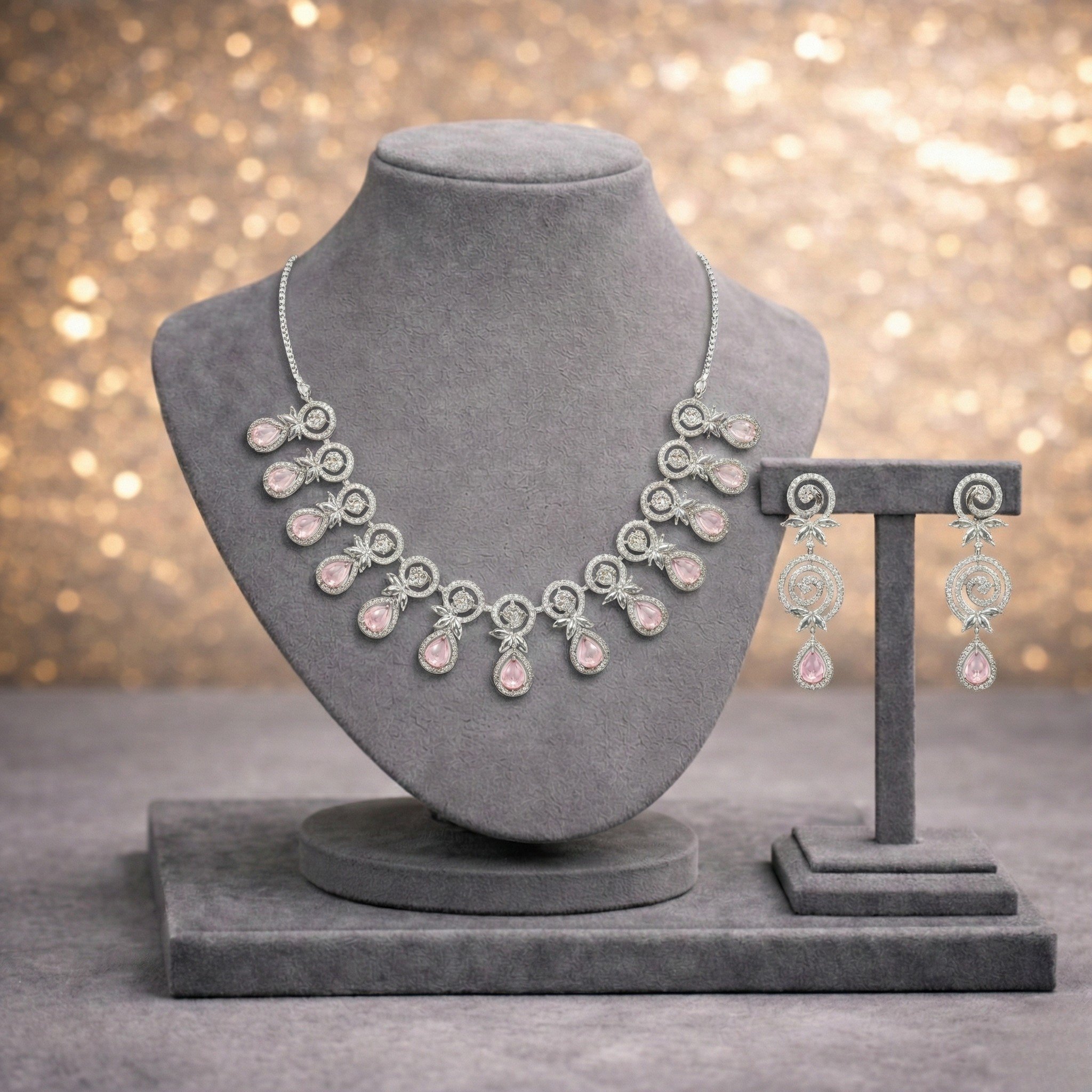 Silver-Tone Swirl & Teardrop Cubic Zirconia Jewelry Set