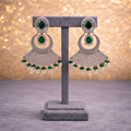 Grand Emerald CZ Chandbali Statement Earrings