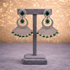 Grand Emerald CZ Chandbali Statement Earrings