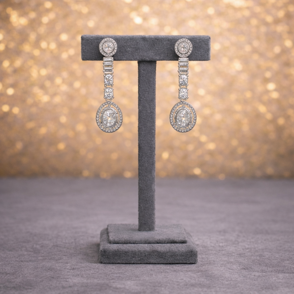 Classic Halo CZ Necklace & Drop Earring Set