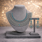 Rani Pink American Diamond Necklace Set with Earrings