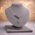 Floral Lattice CZ Necklace & Drop Earring Set