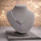 Floral Lattice CZ Necklace & Drop Earring Set