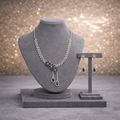 Floral Lattice CZ Necklace & Drop Earring Set