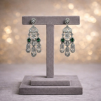 Emerald Green Cocktail American Diamond Necklace Set with Elegant Earrings