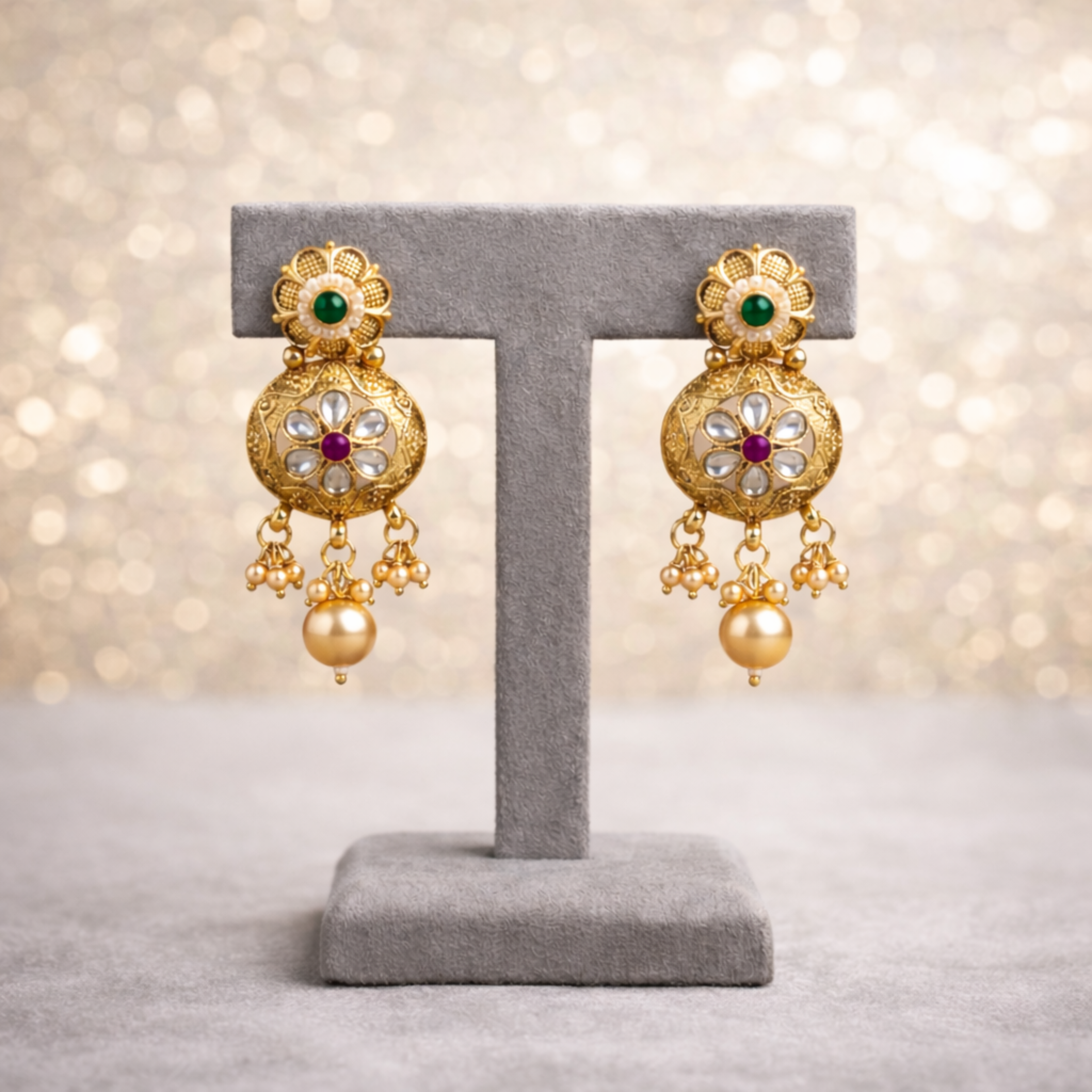 Gold Plated Heritage Necklace & Earrings Set